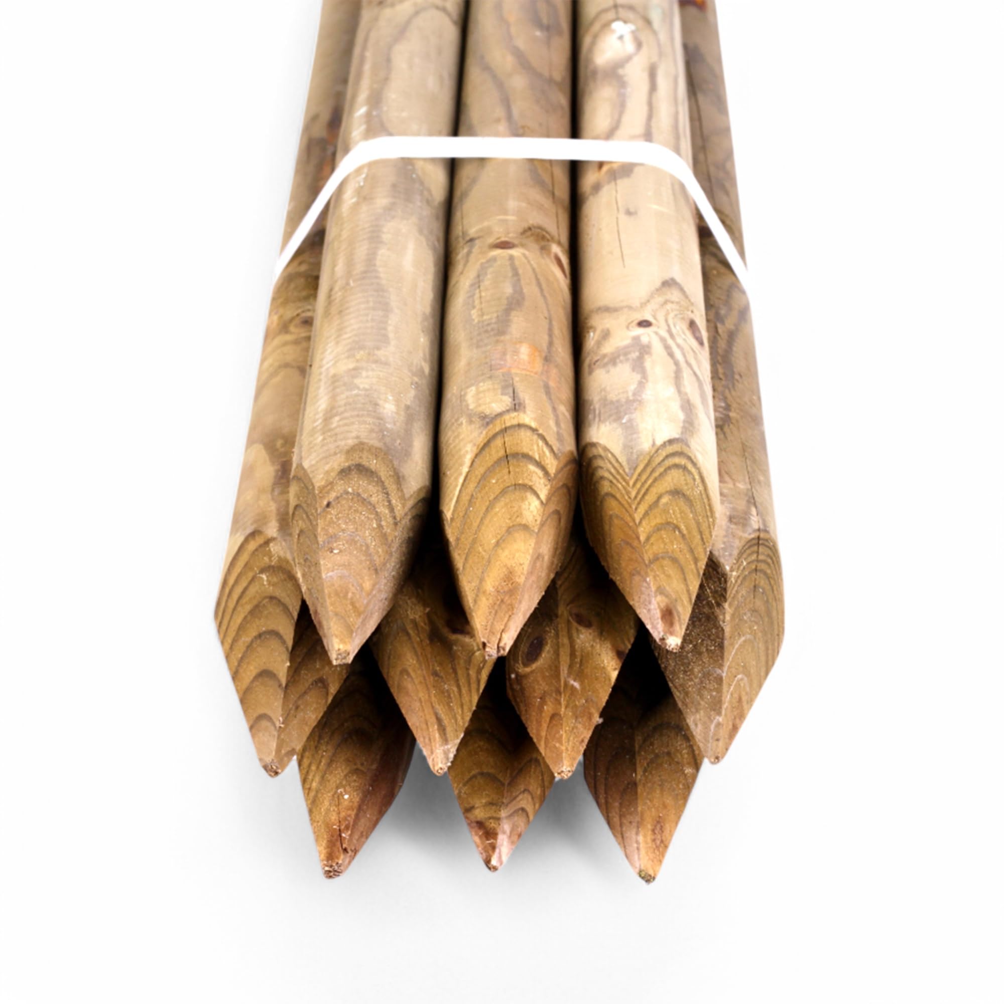 10 Stück Zaunpfähle Holz Ø 4 cm – KDI Grün imprägnierte Rundpfähle aus Sauerländer Holz – angespitzte Baumpfähle in verschiedenen Längen für Garten, Weide & Landschaftsbau (125 cm Länge)