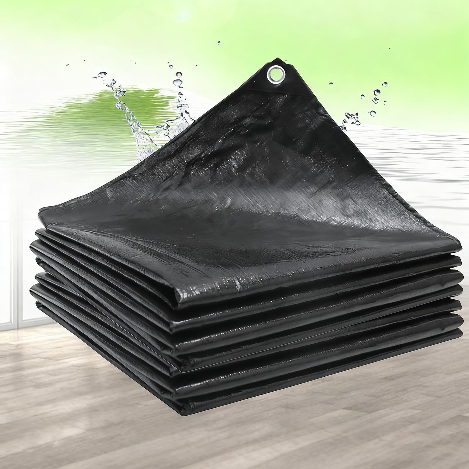 Wytrzymała Plandeka 120 x 600 cm Trwały, Odporny Na Rozdarcia, Mrozoodporny, Odporny Na Warunki Atmosferyczne, Z Ochroną Uv, Plandeka Wodoodporna, Podłoga Do Ogrodu, Czarny