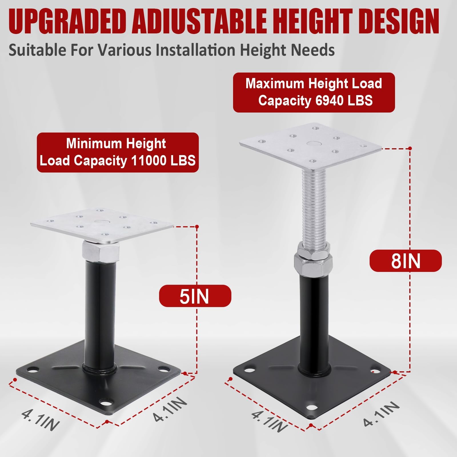 4 PCS Adjustable Floor Jacks, Heavy Duty Metal Post Martinique