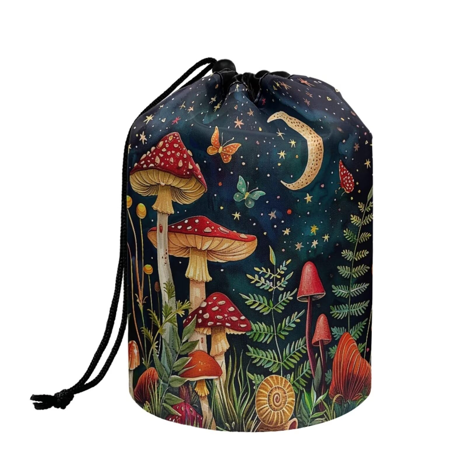 chaqlin Hippie Lotus Print Travel Cosmetic Bags Barrel Makeup Bag,Women Girls Portable Foldable Cases Multifunctional Toiletry Bucket Bags Round Organizer Storage Pocket — view 33