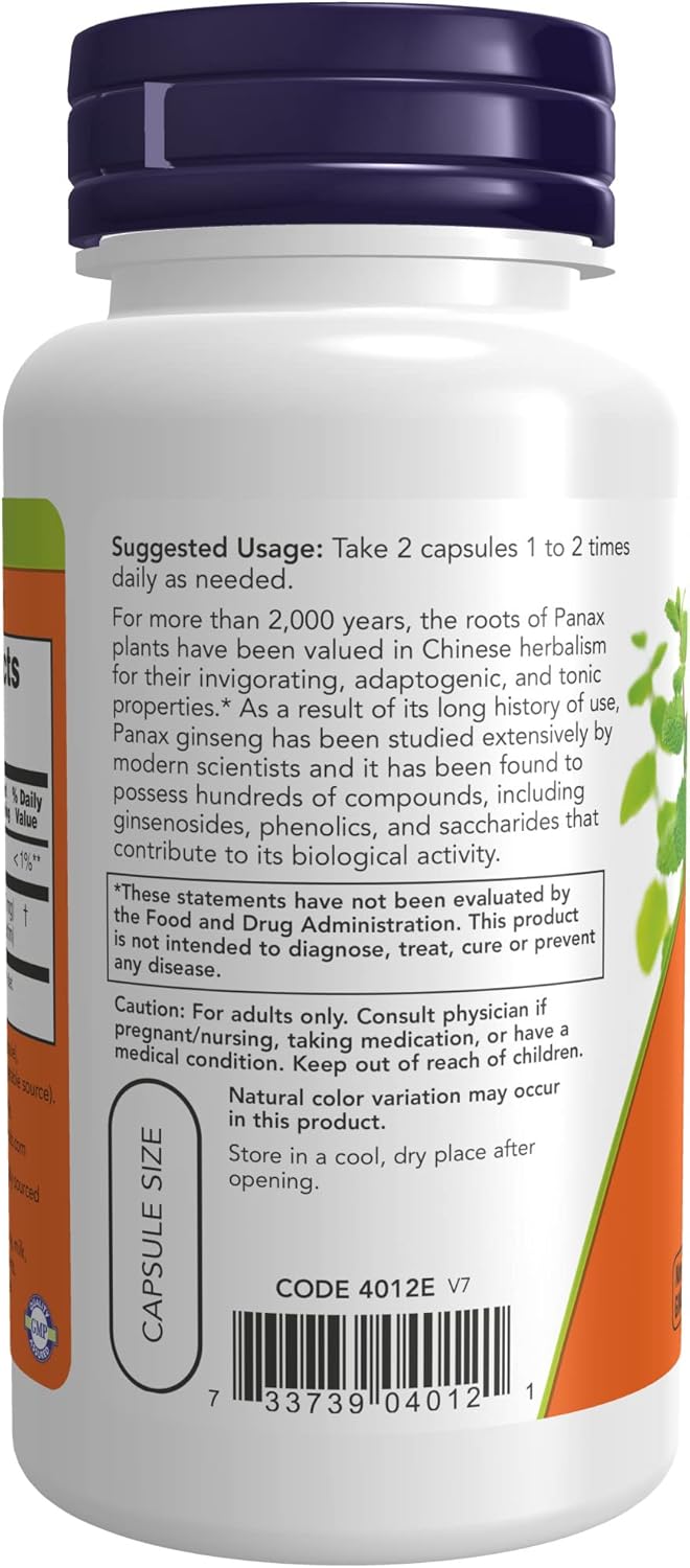 NOW Supplements, Panax Ginseng 500 mg, 100 Capsules : Health & Household