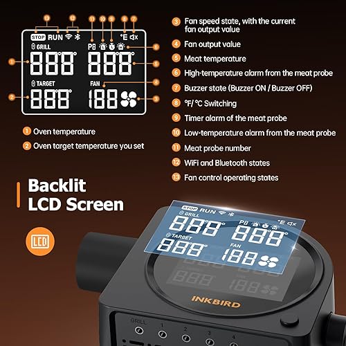 Miniatura 12 de INKBIRD Termómetro de temperatura a la parrilla, controlador digital de temperatura para cocina, cocina al aire libre, asar a la parrilla