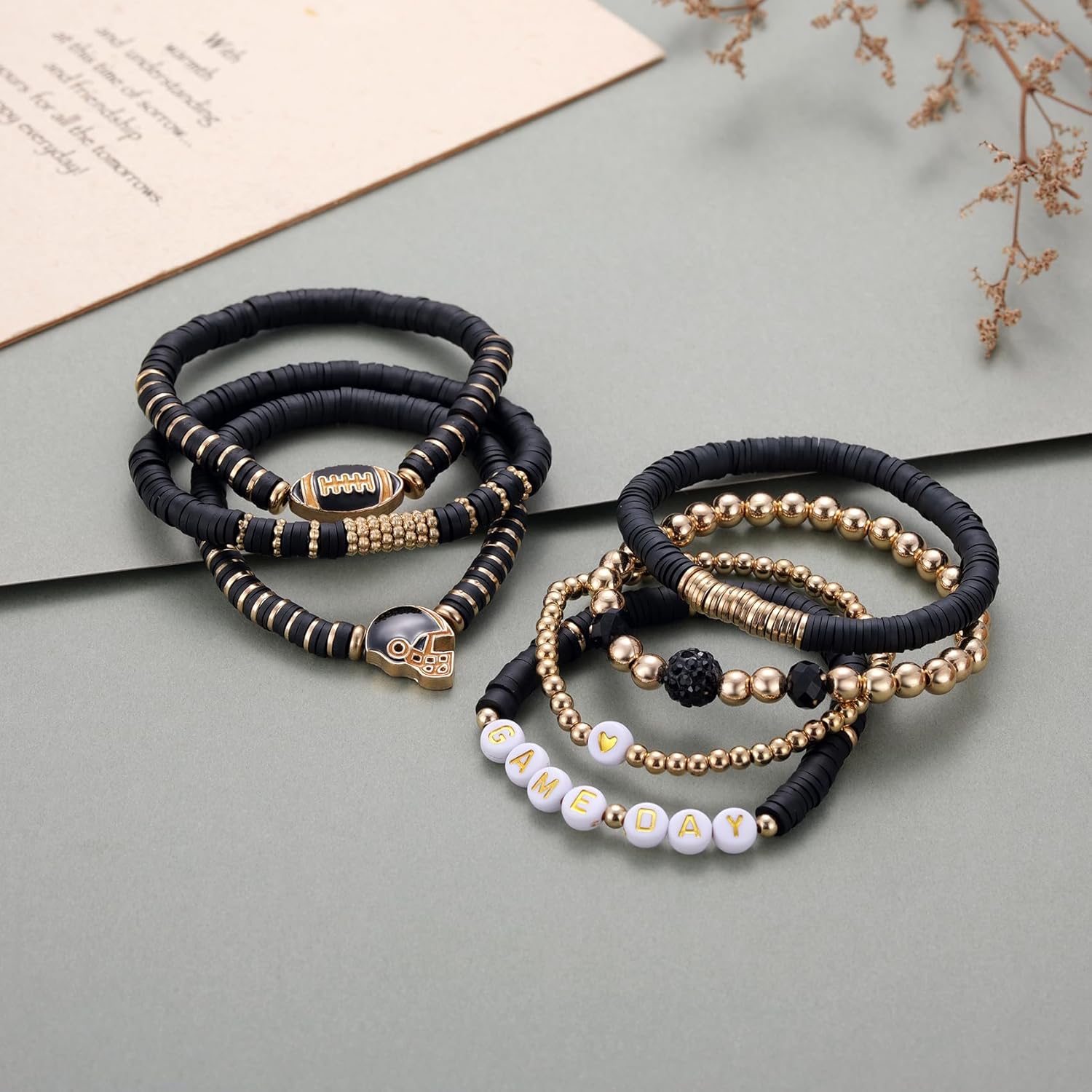 Kvekstio Game Day Football Bracelet Set,Stackable Team Spirit Gifts for Players Coaches Fans - Image 2