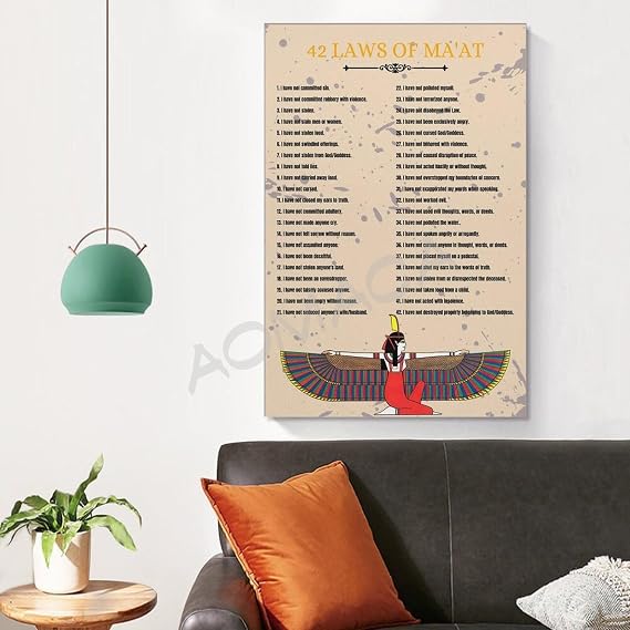 MOJDI 42 LAWS OF MA'AT Poster Ancient Egyptian Culture Art Poster Canvas Painting Wall Art Poster for Bedroom Living Room Decor 12x18inch(30x45cm) Unframe-style