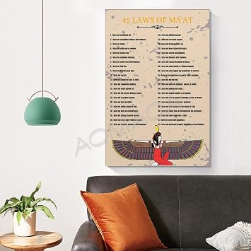 MOJDI 42 LAWS OF MA'AT Poster Ancient Egyptian Culture Art Poster Canvas Painting Wall Art Poster for Bedroom Living Room Decor 12x18inch(30x45cm) Unframe-style
