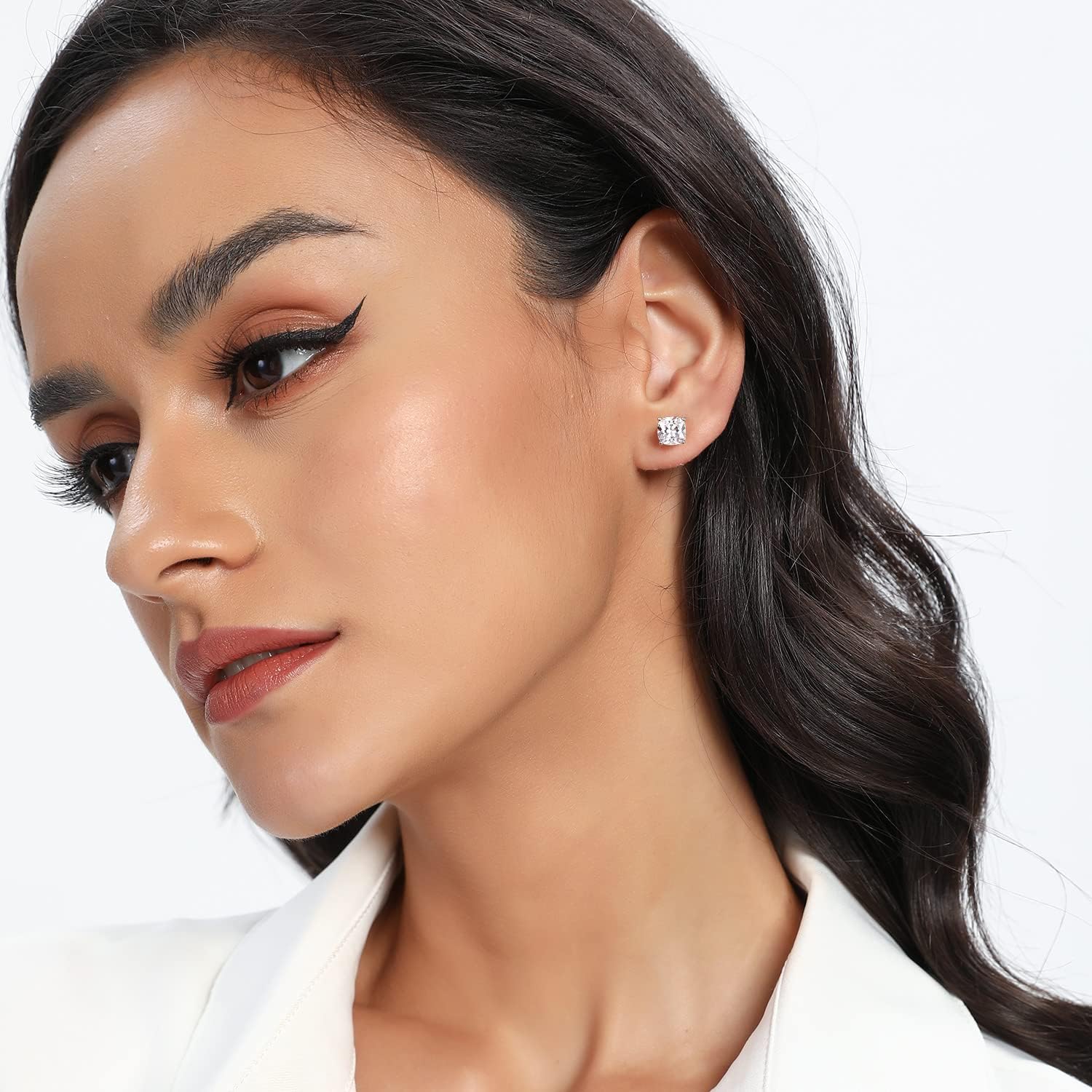 MDFUN 5 Pairs Stud Earrings Sets 3-7MM 18K Gold Plated Round/Cushion/Asscher/Emerald Cut Cubic Zirconia Earring Hypoallergenic Stud Earrings for Women Men - Image 2