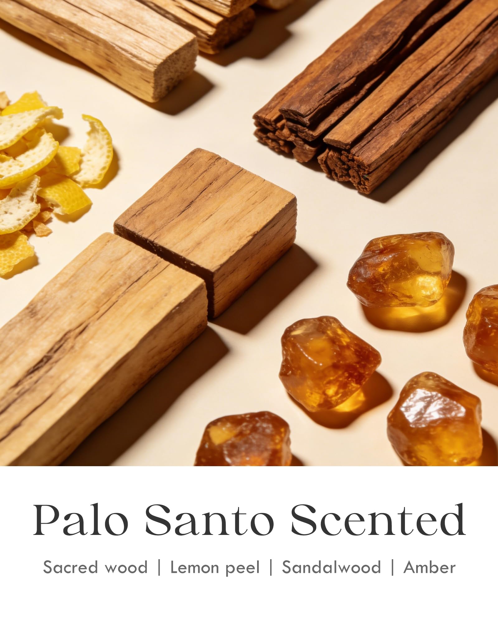 AOOVOO Palo Santo świeca do medytacji i czyszczenia – 3 knoty, 340 g, świeca zapachowa z białymi kryształami i Palo Santo, nietoksyczna świeca sojowa do duchowego uzdrawiania, aromaterapii, prezent