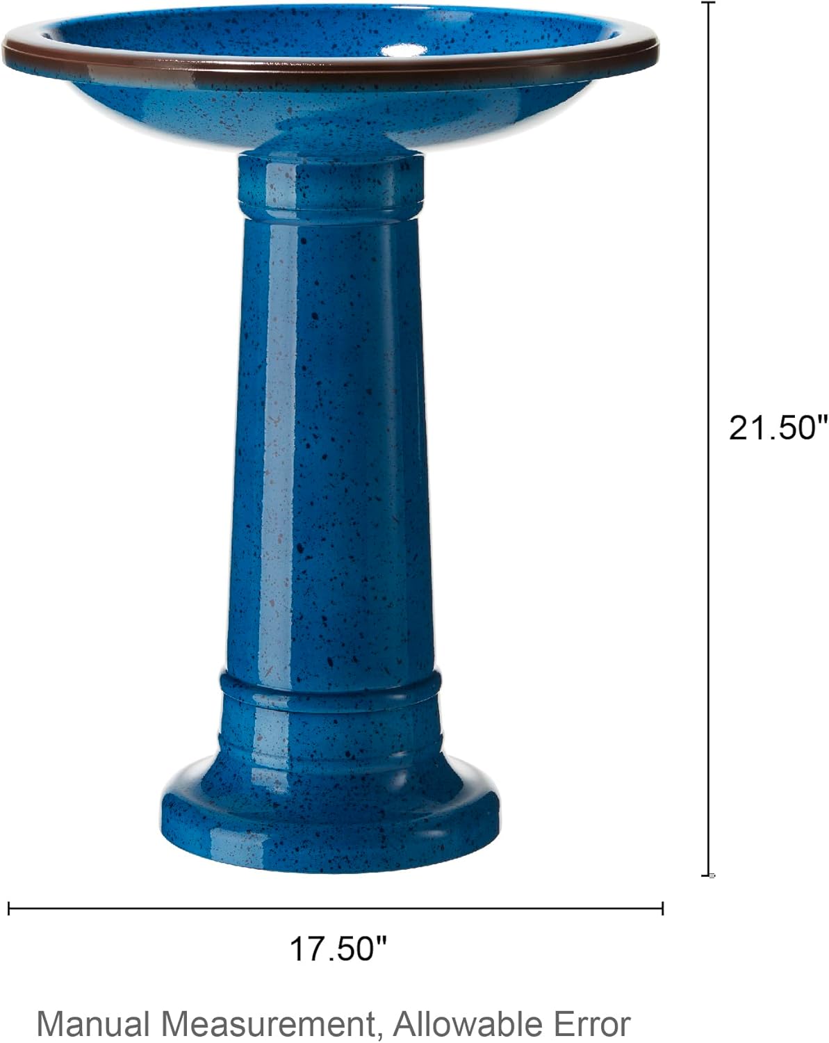 Glitzhome 21.5" H Cobalt Blue Faux Ceramic Tall Pedestal Birdbath for Outdoor Patio Garden Backyard Decking