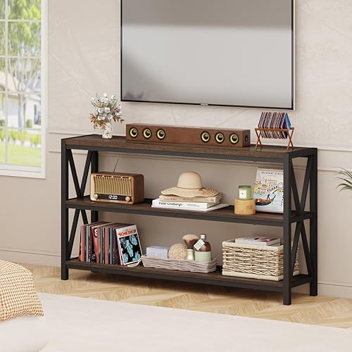 Miniatura 8 de FATORRI Mesa consola para entrada, mesa de entrada moderna con estantes de 3 niveles, mesas de sofá detrás del sofá para sala de estar (55 pulgadas,