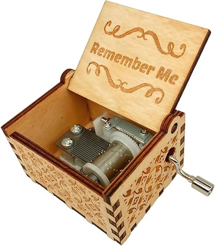 Teykst Caja de música Remember Me para regalo de Navidad, cumpleaños, caja musical de madera, regalos para niños y niñas, decoración para el hogar,