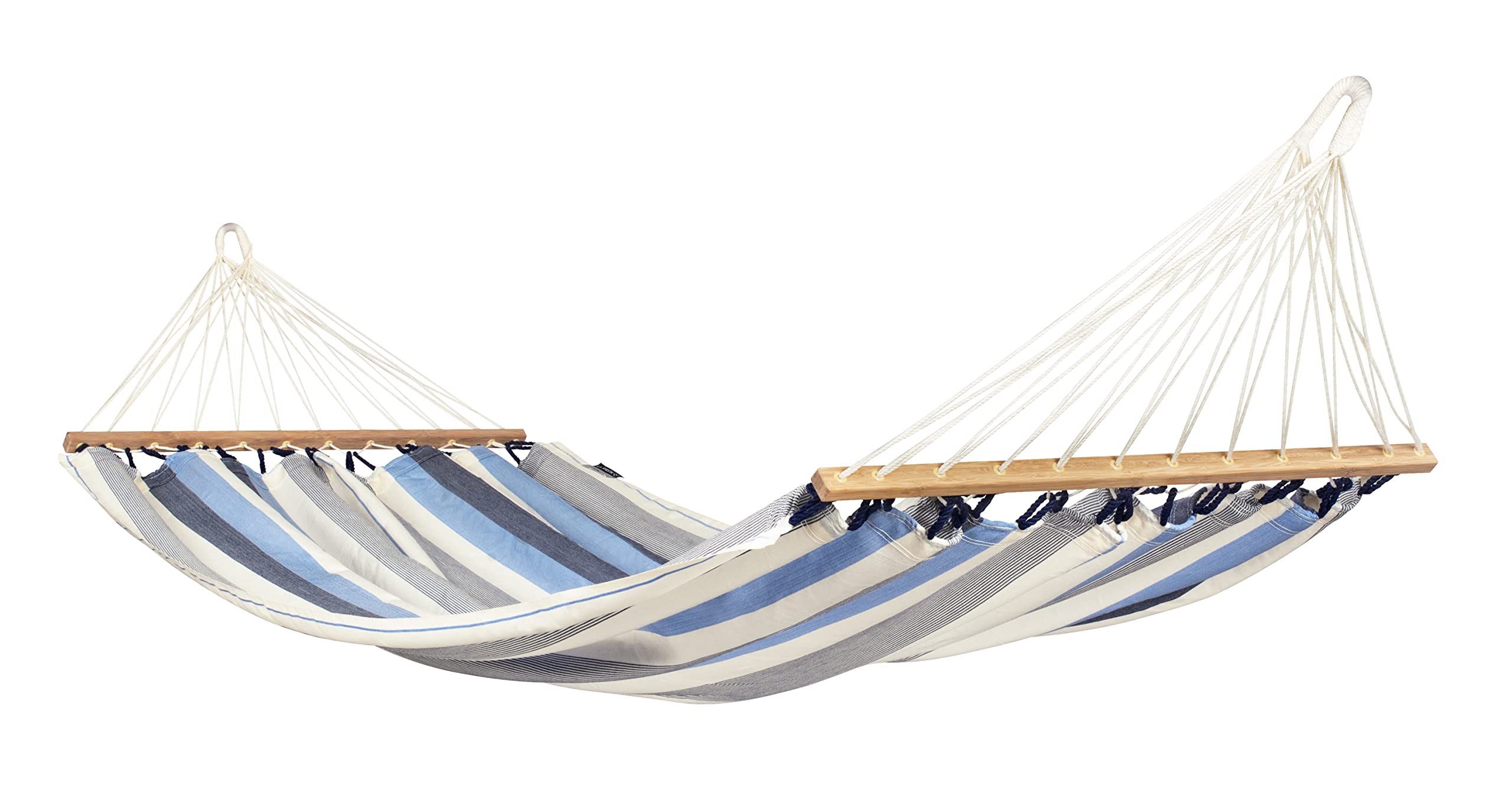 LA SIESTA® Alisio - Amaca semplice con barra e supporto in acciaio, supporto per amaca da esterno, per interni resistenti alle intemperie, amaca sospesa, tela per amaca su piedistallo in legno per 1