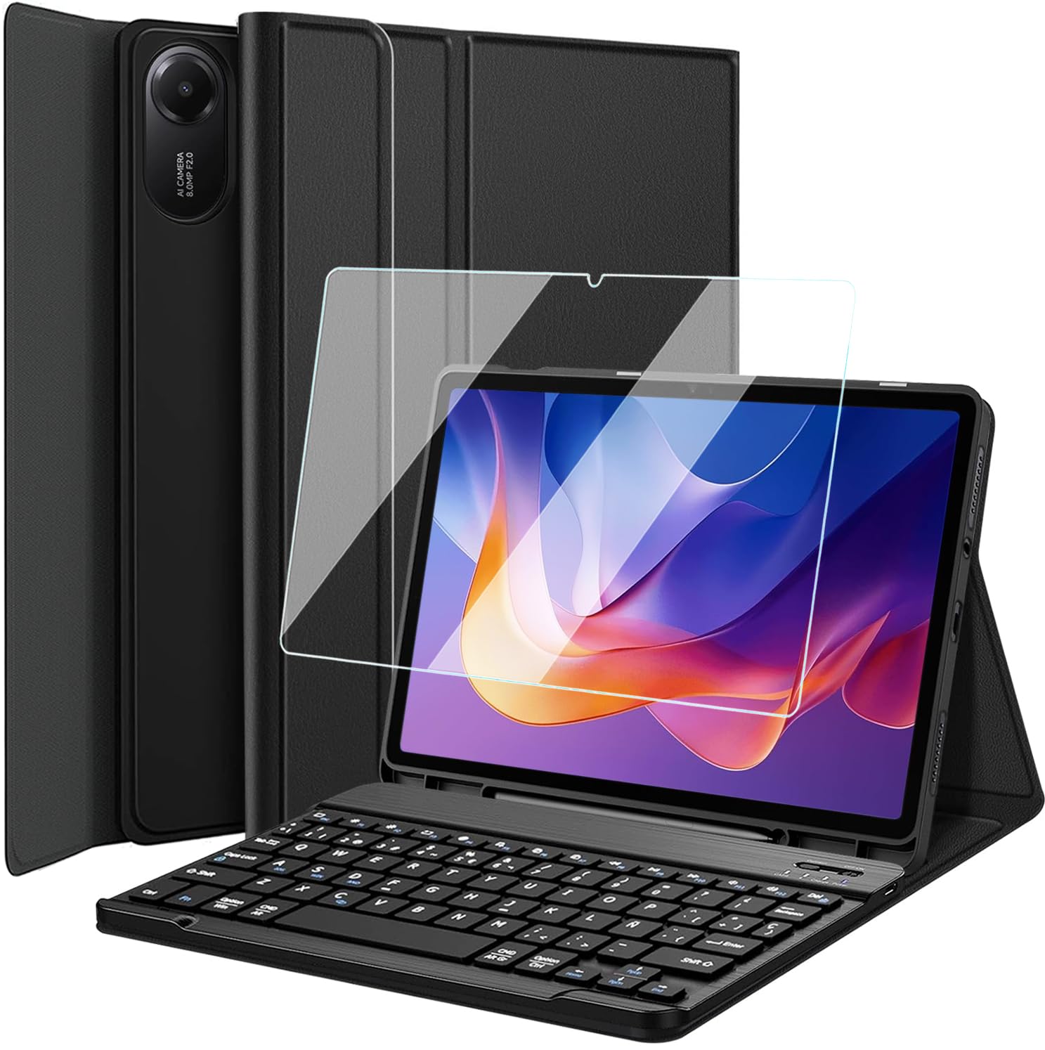 Funda con Teclado Español Ñ para Xiaomi Redmi Pad 2 11 Pulgadas 2025 Tablet, 9H Protector de Pantalla, Teclado Magnético Inalámbrico Bluetooth Desmontable Bluetooth
