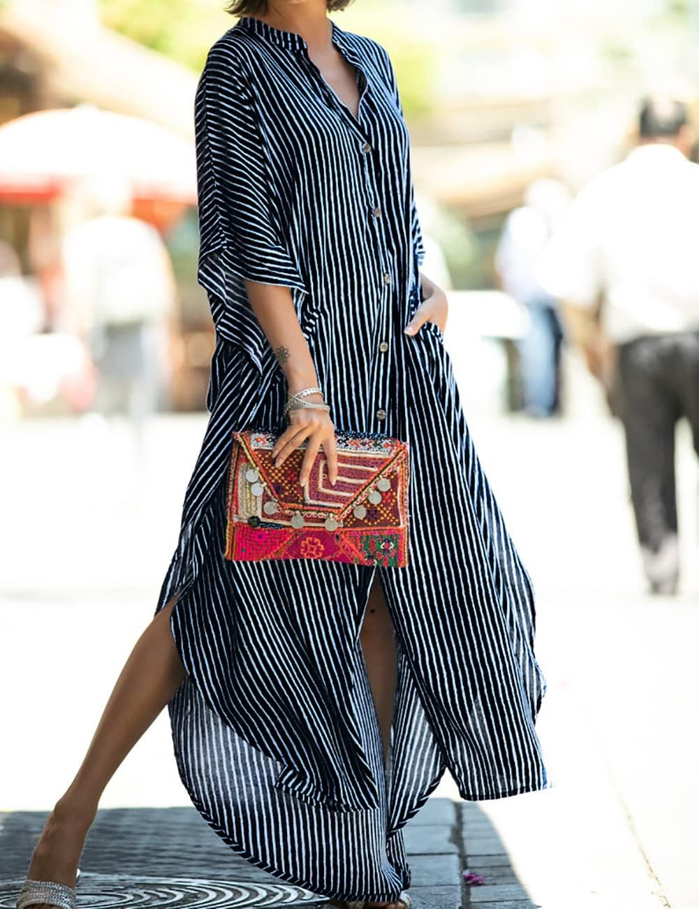 Bsubseach Beach Kaftan Dresses Cheetah Long Rayon Caftan Swim Cover Up Muumuu Animal Dress Oversized Coverups Swimwear - Image 7