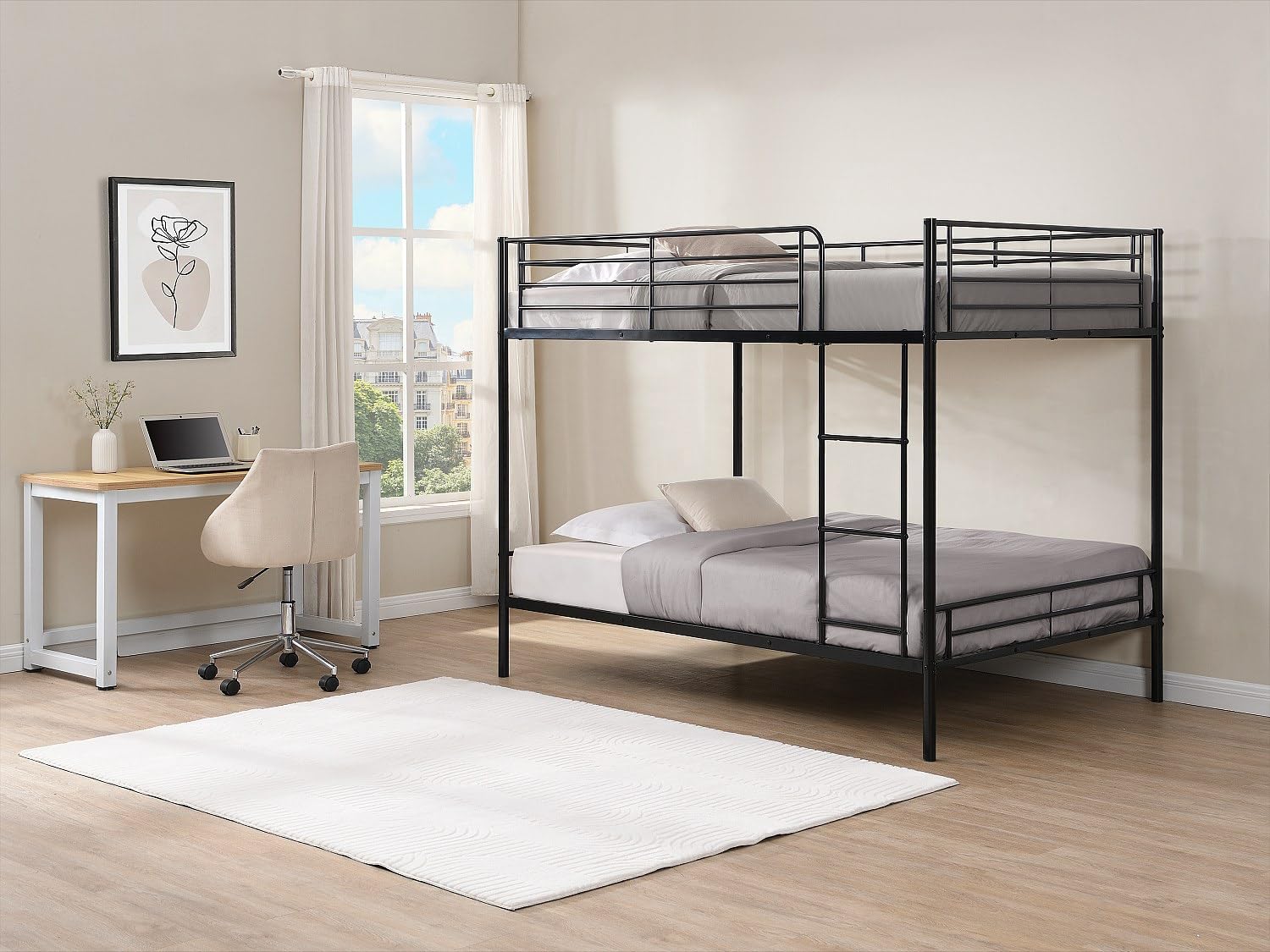 Vente-unique - Letti a castello - 2 x 120 x 190 cm - Nero - DUOTIS II - Letto Bambino