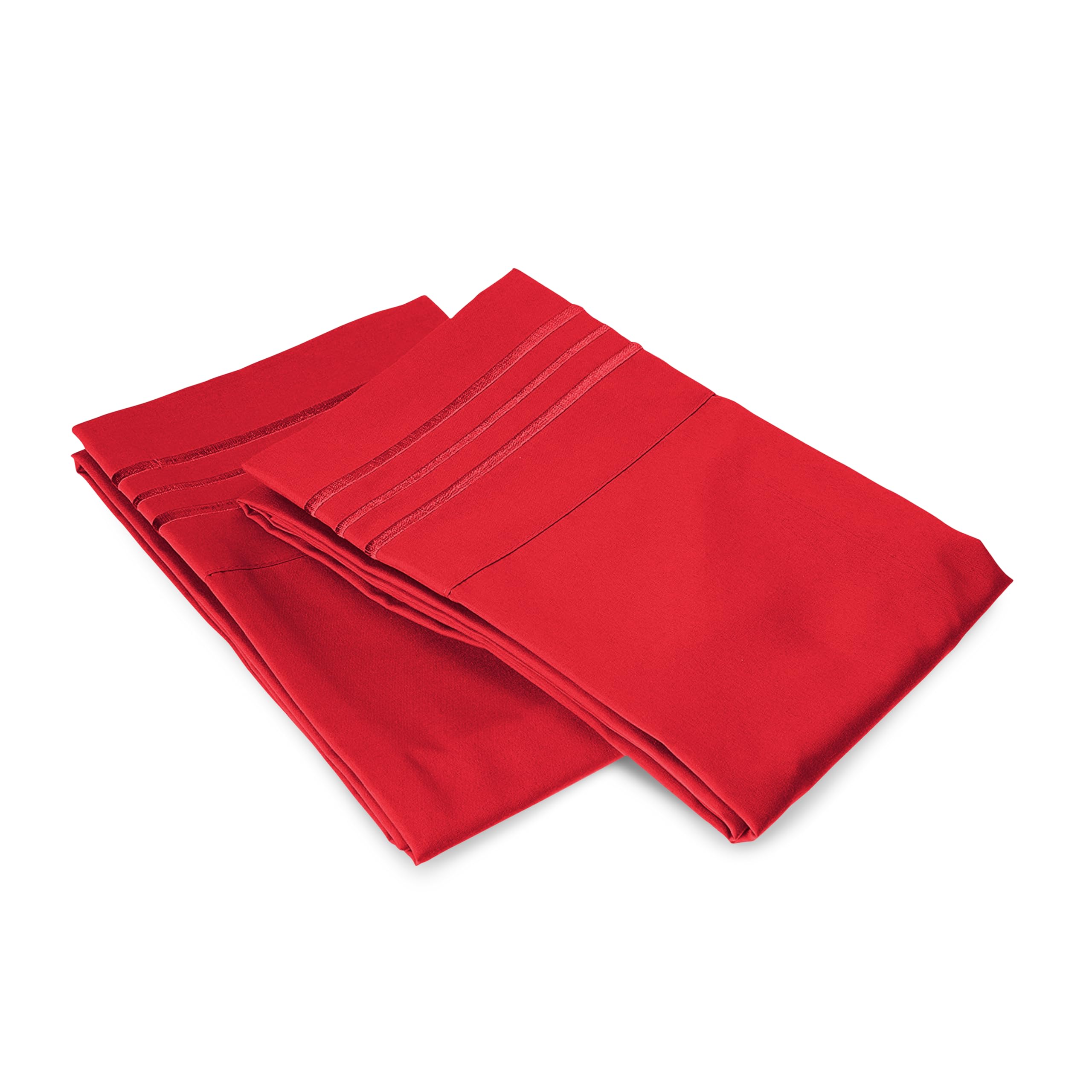 Elegant Comfort Taies d'oreiller en Microfibre infroissables et résistantes à la décoloration, Rouge, très Grand lit