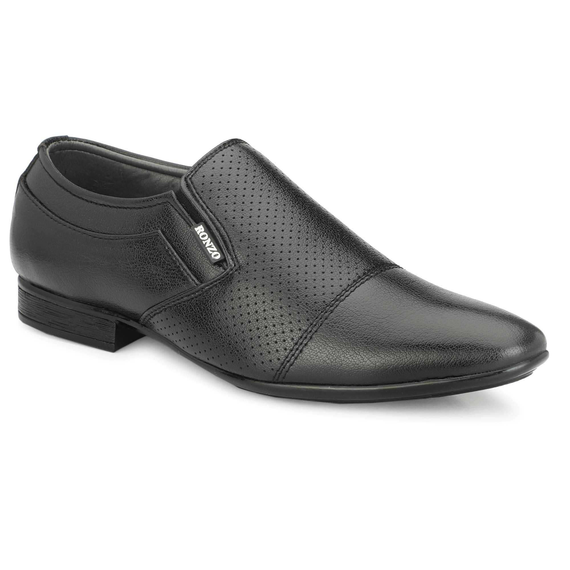 RONZO Mens Black Smart & Comfortable Genuine Leather Slip on Formal Shoes 8 UK/IND (B09FTMTX47) Amazon Price History, Amazon Price Tracker
