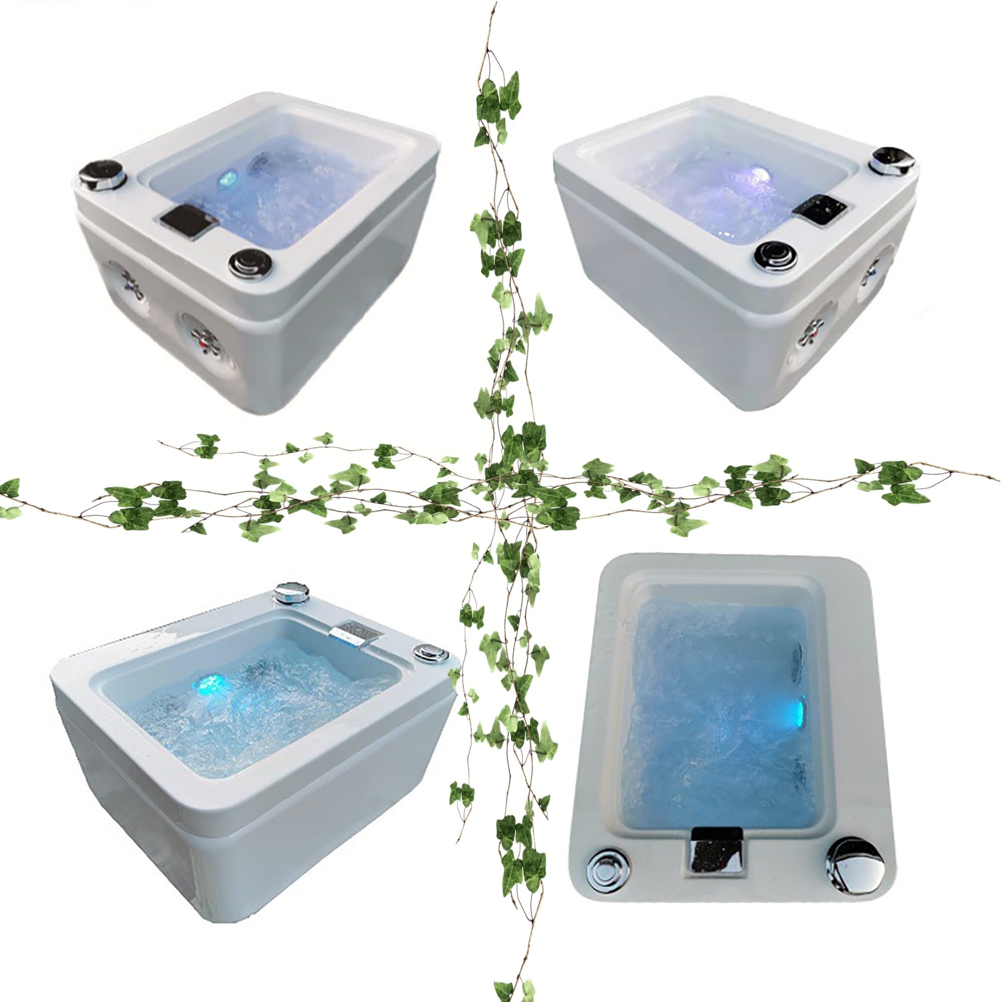 Bañera de hidromasaje para pies, Cuenco para pedicura, baño de pies con Salida de Cascada Cuadrada y Masaje de Puntos de acupuntura para tratamientos de pedicura en casa.