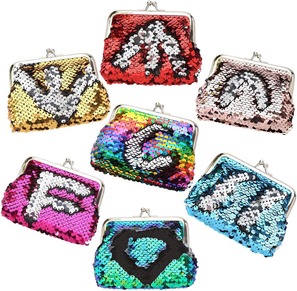 LOVESTOWN Sequin Coin Purses, 6 Pcs Sequins Mini Wallets