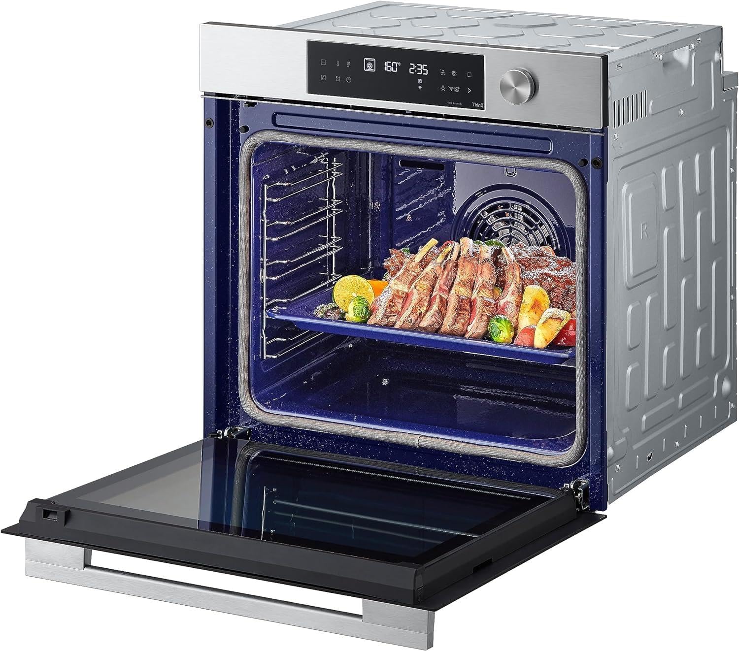 LG InstaView WSED7612S Forno da Incasso Multifunzione, Classe A+, 76L, 300°C Air Fry, Sous Vide, Modalità Pizza, Sistema ProBake Convection, EasyClean, Pirolisi, WiFi, Isolamento 4 Vetri, Nero