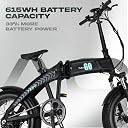 Aoki Flex Go Foldable Electric Bicycle | 48V 250W Hub Motor | 70km Range | 12.8Ah Removable Samsung Battery | 20" Fat Tyres | 25kmph Speed | Black gallery image