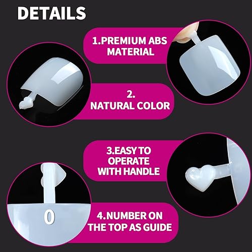 Miniatura 3 de Teenitor 120 piezas de uñas naturales para los pies, uñas postizas a presión para mujeres con pegamento de uñas, puntas de uñas de los dedos de los