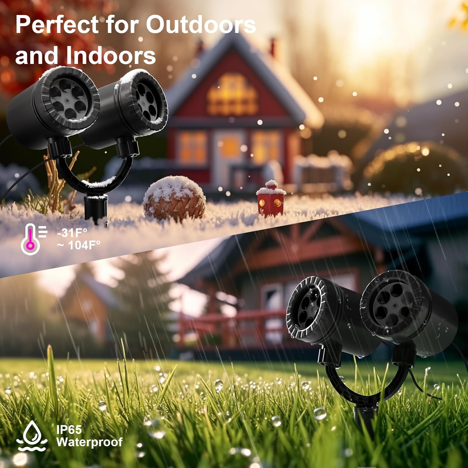 Snowflake Projector Lights Outdoor, Upgrade 2.0 HD Dynamic Christmas Projector Lights Outdoor, IP65 Waterproof Snow Projection Light for Xmas, Holiday, Wedding, Party, Home, Garden Landscape (2 in 1)