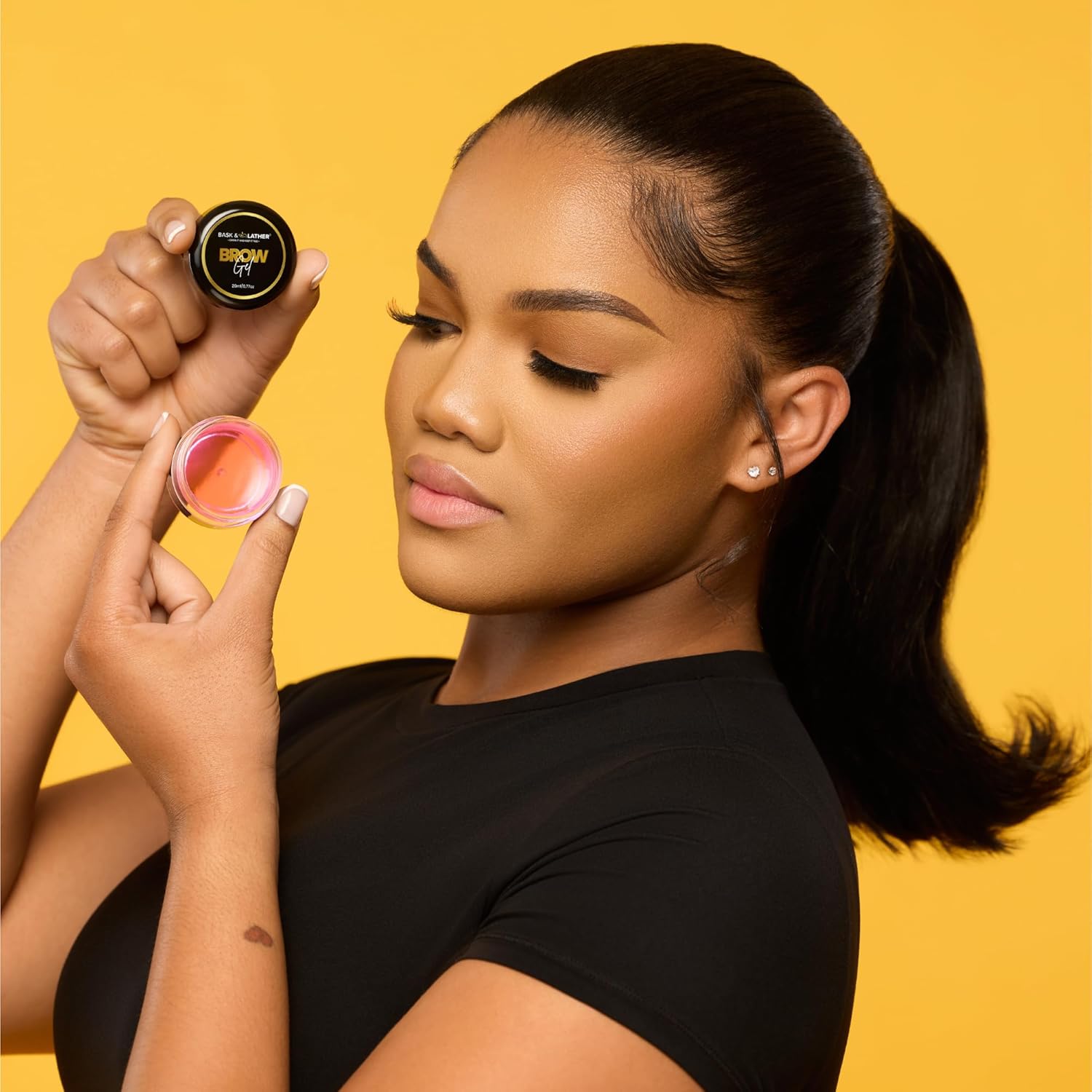 BASK & LATHER Stronghold 24-Hour Brow Gel – Clear Eyebrow Gel with Castor Oil, Argan Oil & Basil Leaf – Flake-Free, Waterproof, Smudge-Proof Eyebrow Setting for Thicker, Fuller Brows, 20mL - Image 4