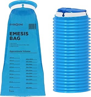EverOne Emesis Disposable Blue Vomit Bags, Leakproof, For Travel, Uber, Taxi, Motion Sickness, Pregnancy, Kids, 24 Count