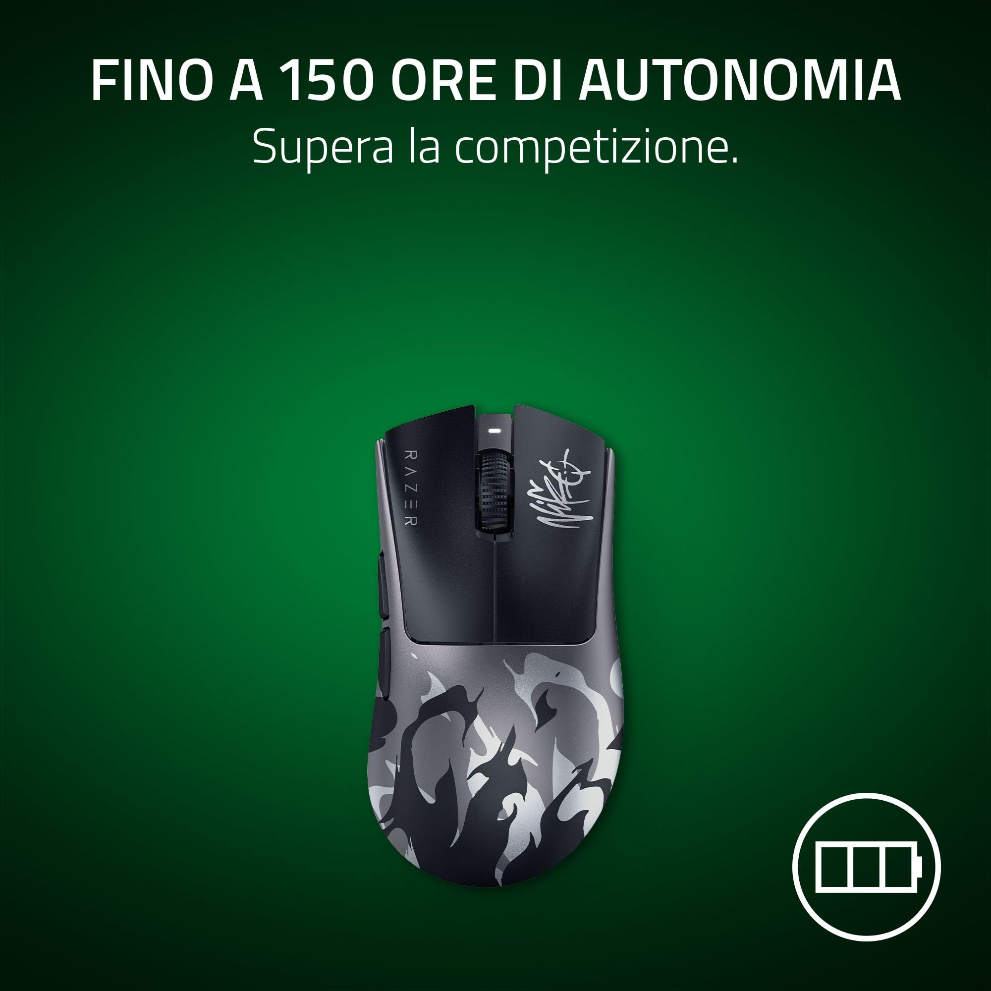 Razer DeathAdder V4 Pro NiKo Edition - Mouse senza fili ergonomico per eSport ultraleggero - 57 g - 2,4 GHz Hyperspeed - Focus Pro 45K Sensore - 8K Hz Polling - Ottici Switches Gen-4 - PC/Mac | NiKo