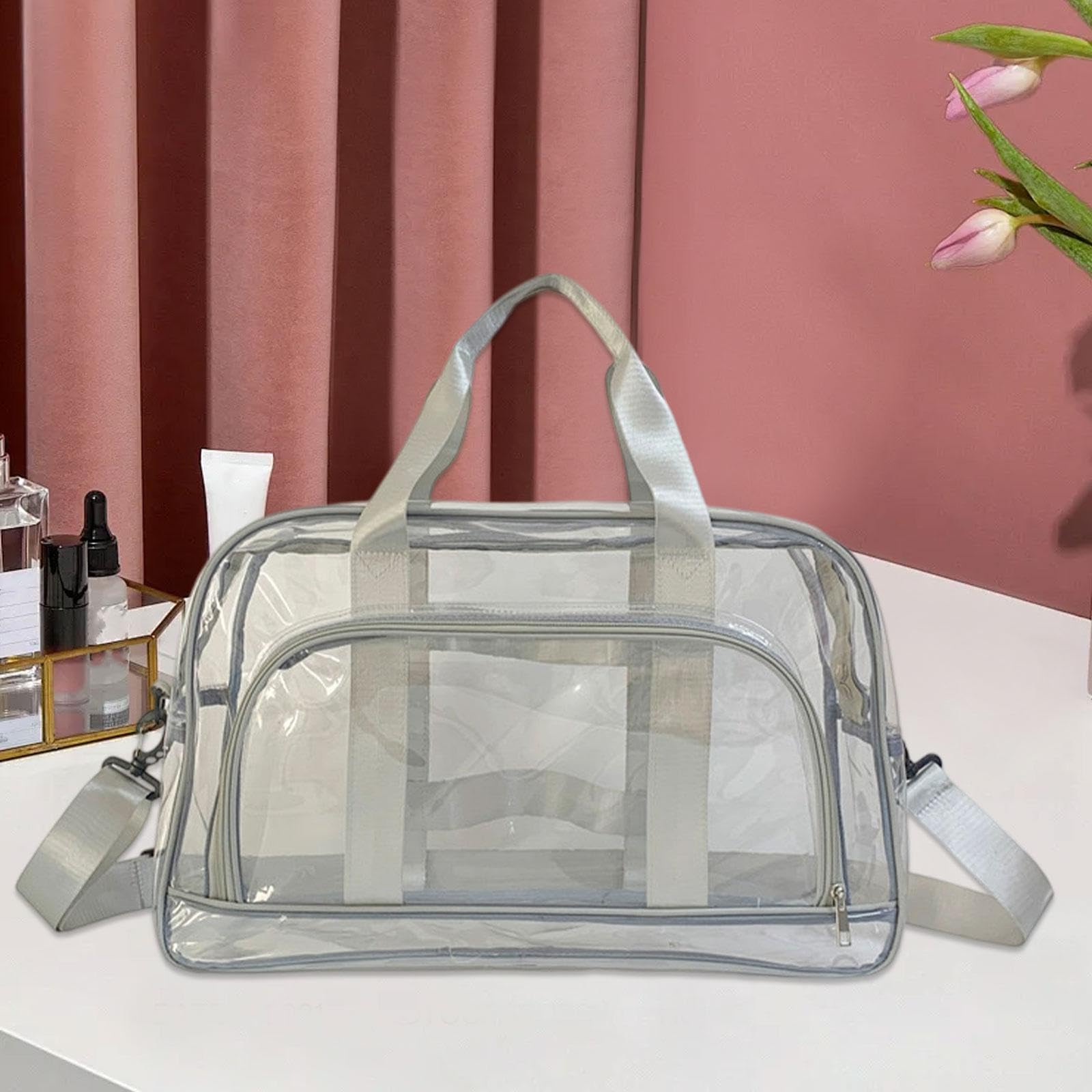 Transparenter Kulturbeutel Aus PVC, Wasserdicht, für Flugzeug, Fitnessstudio, Arbeit, Grau