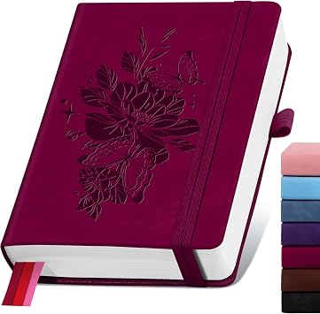 Lined Journal Notebook 365 Pages, A5 Leather Journals for Writing Women Men