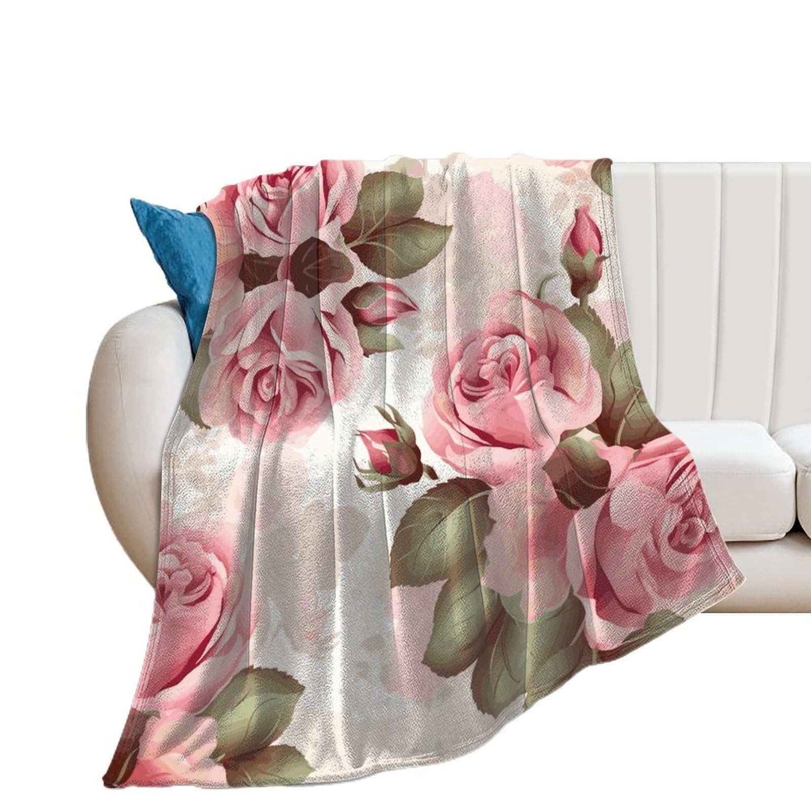 Plaid flanelle anti-boulochage de qualité supérieure aux motifs de fleurs