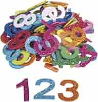 Rayher Cifre In Gommapiuma Glitter - 3cm, Adesive, 100 Pezzi, Colori Misti - Foto 8