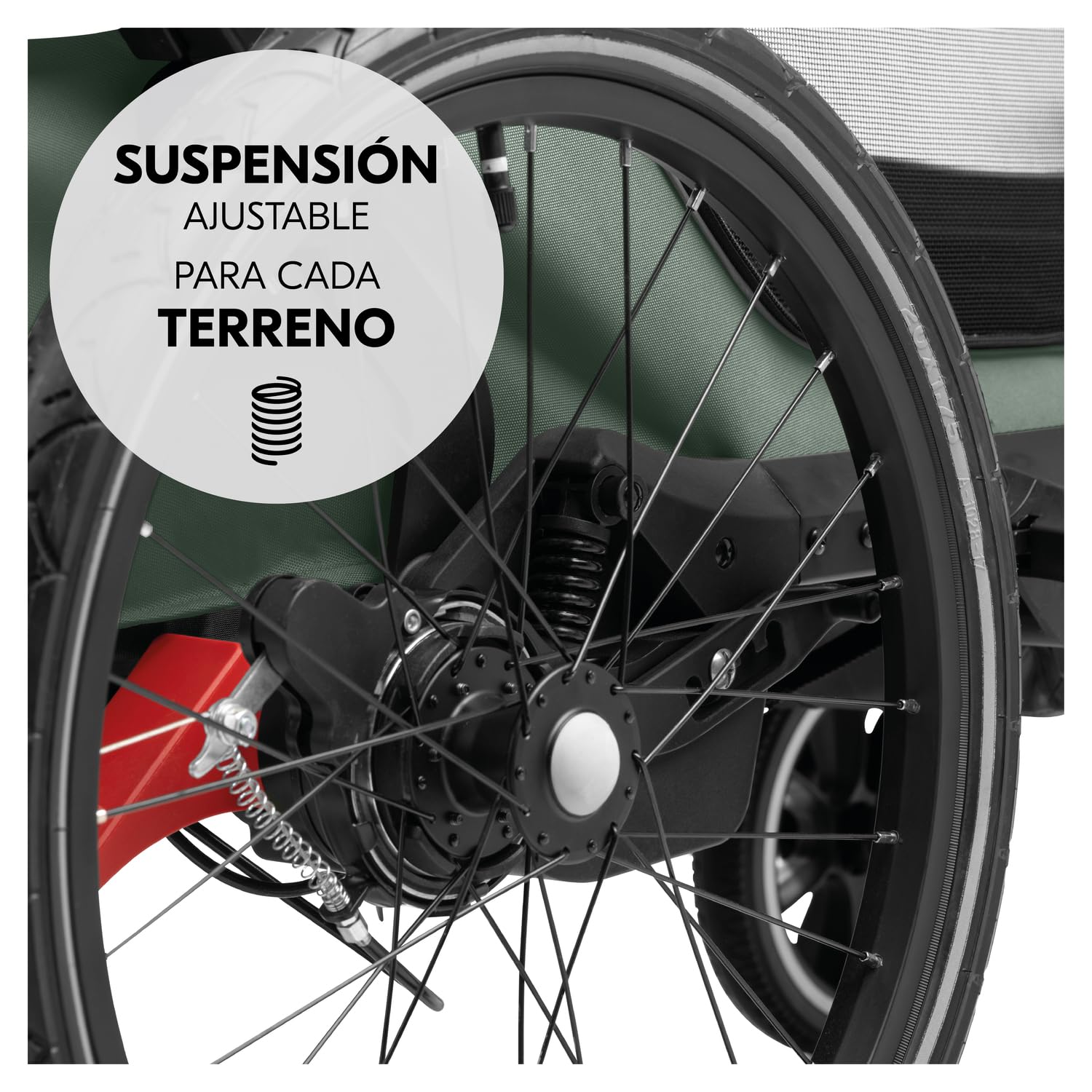 hauck Bike N Walk Duo Set Completo 3 en 1 Remolque Bicicleta 2 Niños - Silla de Paseo Doble Plegable Desde 6 Meses hasta 22 kg o 120 cm - Suspensión - Freno de Mano - Maletero - Verde