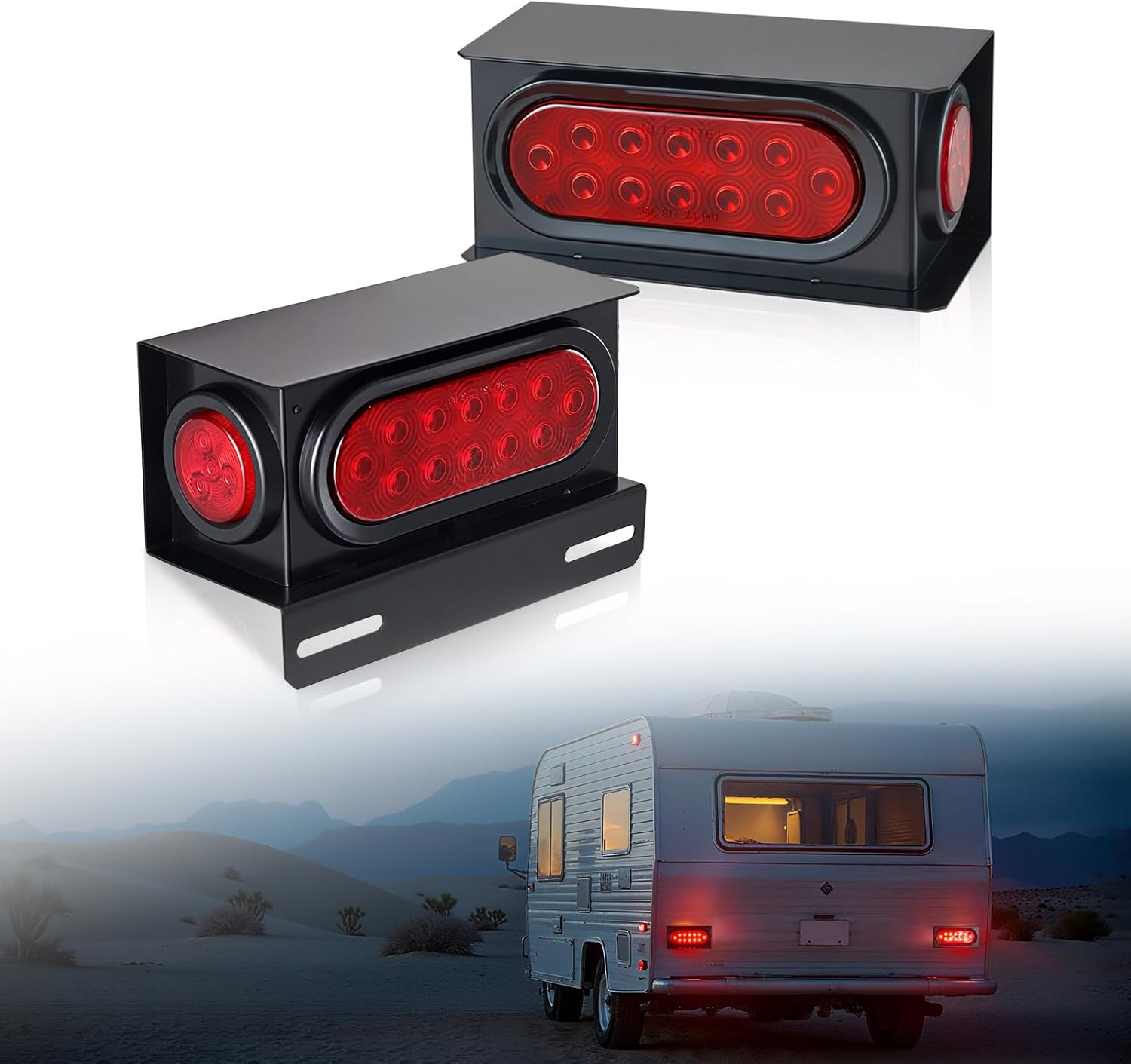 VEVOR Trailer Lights, 10-30V LED Trailer Tail Lights Kit with Stop Brake Turn Tail Clearance (Side) Lamp, Left and Right Waterproof Tow Lighting Kit for Boat Truck Camper RV Snowmobile Bus Caravan