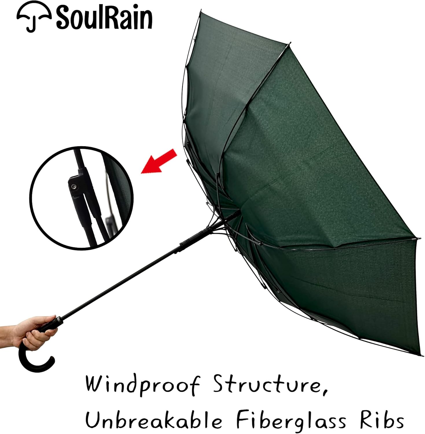 SoulRain 50 Inch Large Stick Umbrella Windproof Automatic Open Oversized J Handle Umbrellas for Men and Women Unbreakable Strong Travel Golf Umbrella - Image 4