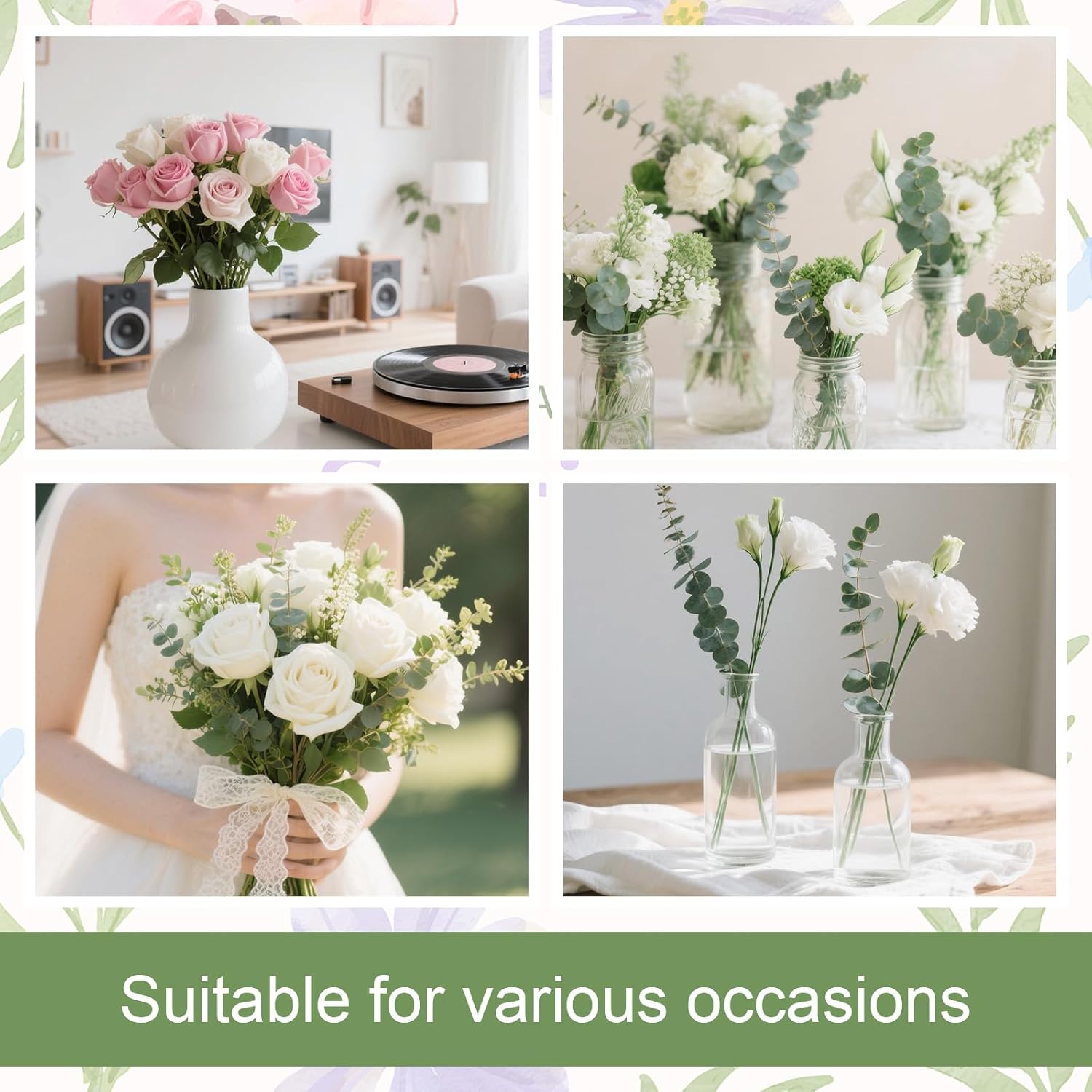 180 Pcs 3 Kinds Mixed Artificial Eucalyptus Stems Bulk Fake Silver Dollar Eucalyptus Leaves Greenery Stems Floral Picks for DIY Bouquets Vase Floral Arrangement Wedding Home Decor