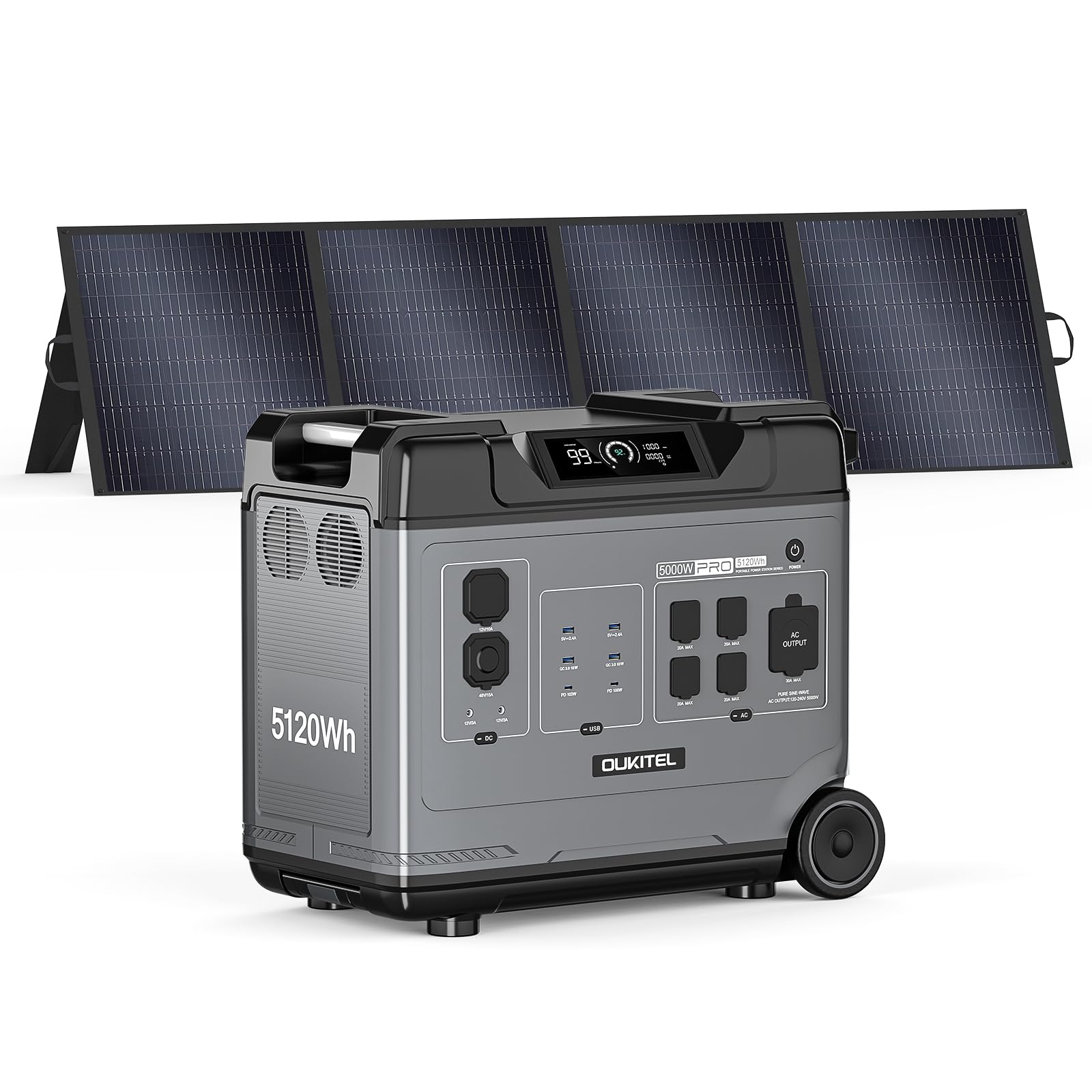 BP5000 Pro Max 5000W Solar Generator with 200W Panel 5120Wh Solar power station with 4 AC Outlets 9000W