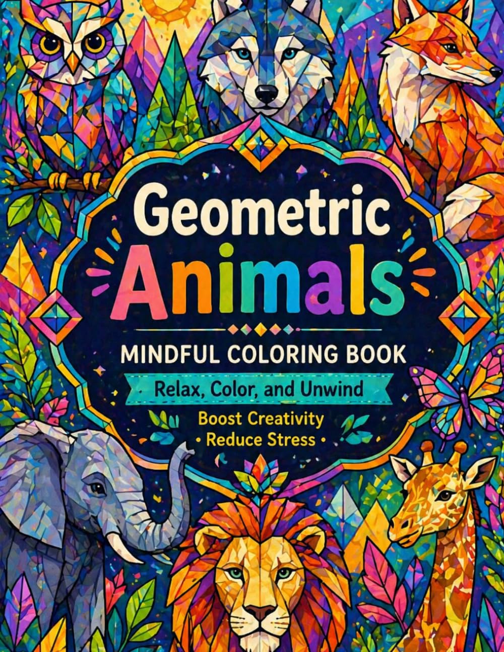 Geometric Animals: Mindful Coloring Book Relax, Color, and Unwind