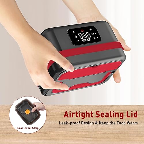 Miniatura 5 de Lonchera eléctrica inalámbrica para hombres y mujeres, lonchera recargable de 1 litro, calentador de alimentos con función de mantener el calor,