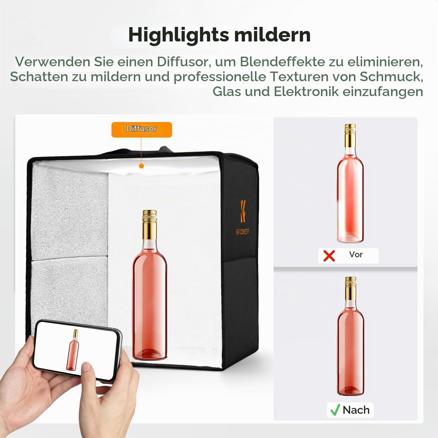 K&F CONCEPT 40x40cm Faltbare Fotostudio Set mit 6 Farben PVC Hintergrund