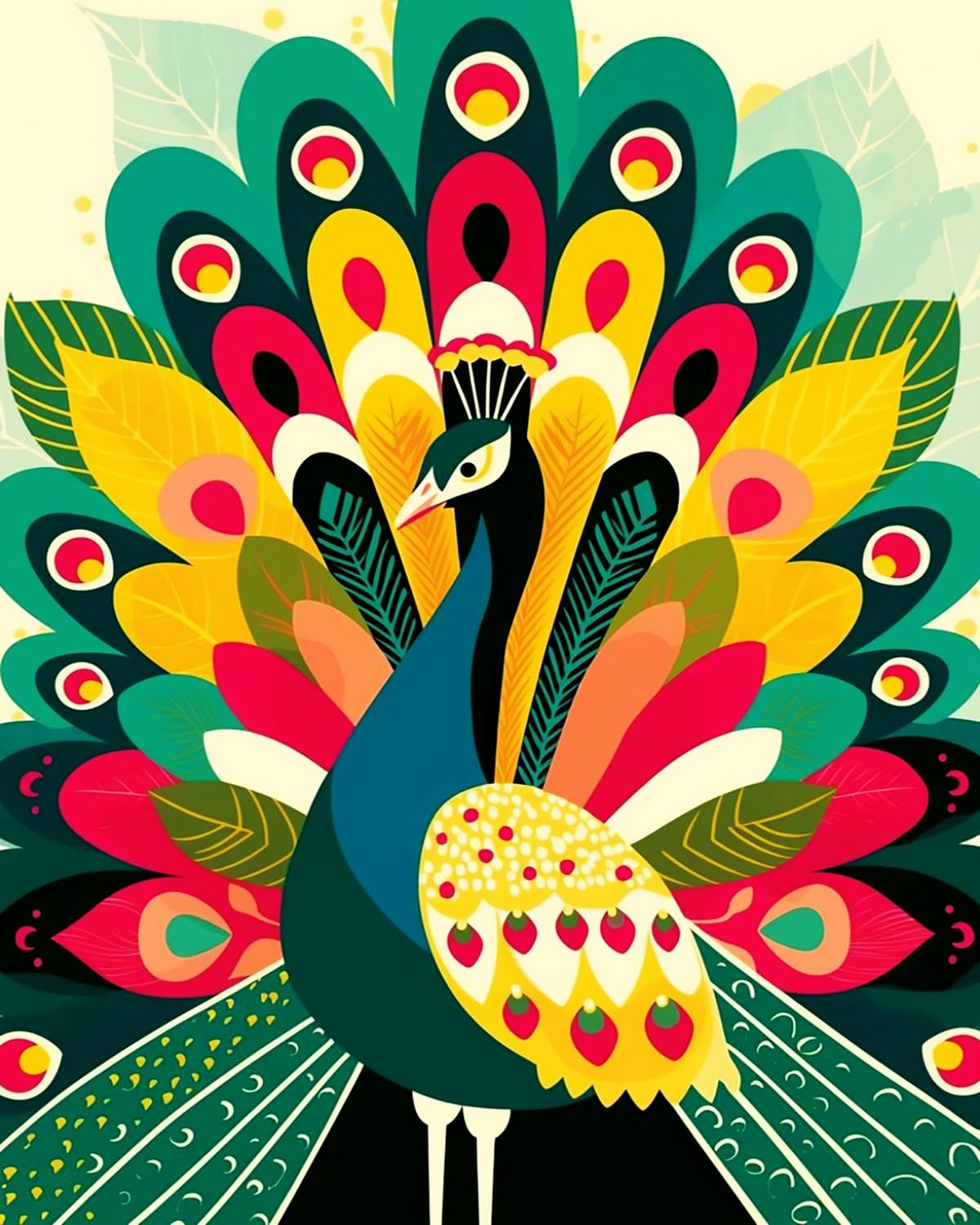 LIUBAISHI Paint by Numbers Kit for Adults, Colourful Peacock, 40x50 cm, Acrylic on Canvas