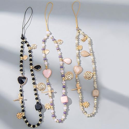 Miniatura 8 de Correa de muñeca para teléfono, con cuentas para teléfono, bonita correa de cadena compatible con iPhone 16, 15, 14, 13, 12, teléfonos inteligentes,