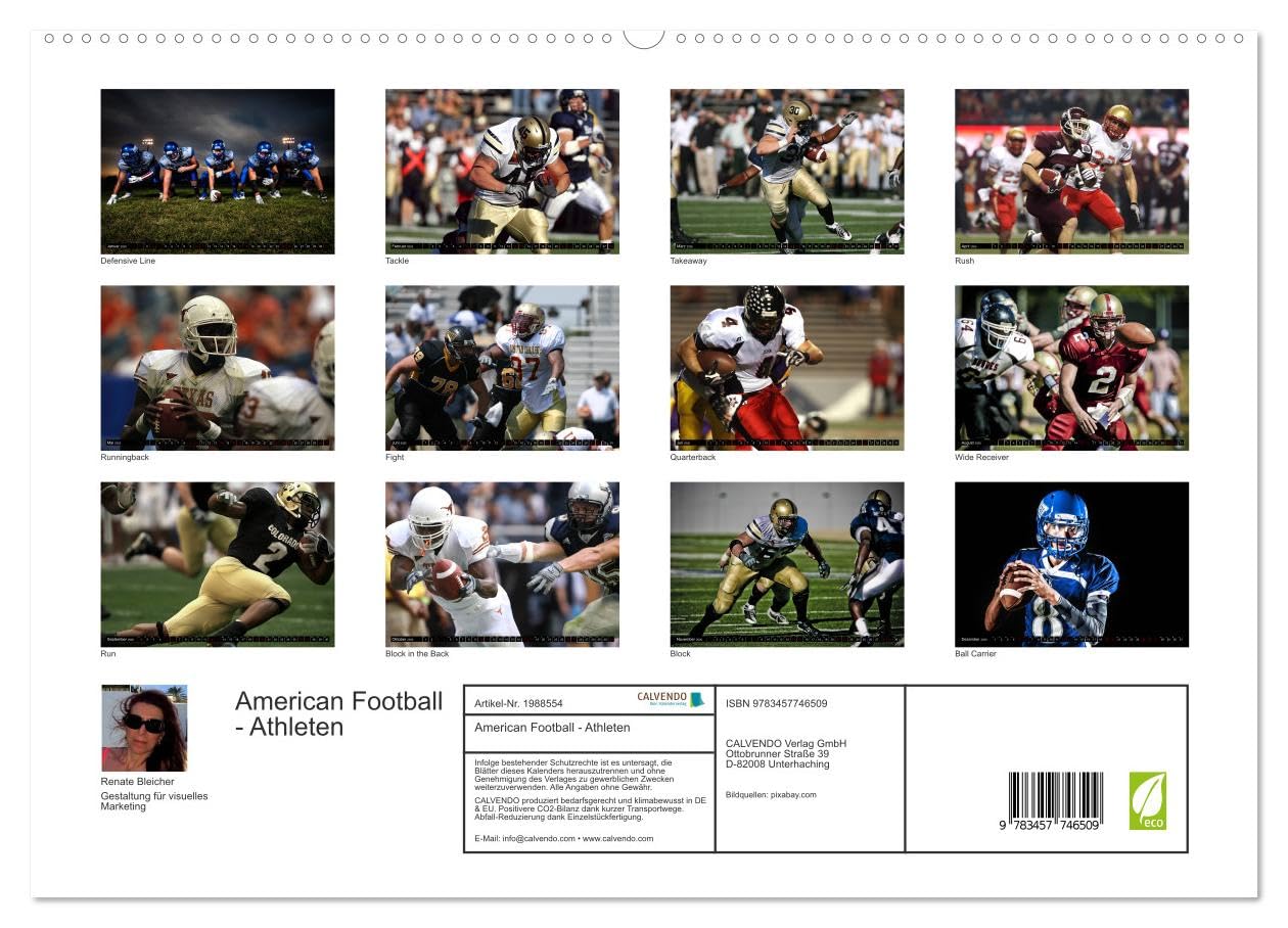 American Football - Athleten (hochwertiger Premium Wandkalender 2026 DIN A2 quer), Kunstdruck in Hochglanz: Dynamische Bilder zeigen die Spieler in ... und packenden Spielszenen (CALVENDO Sport)