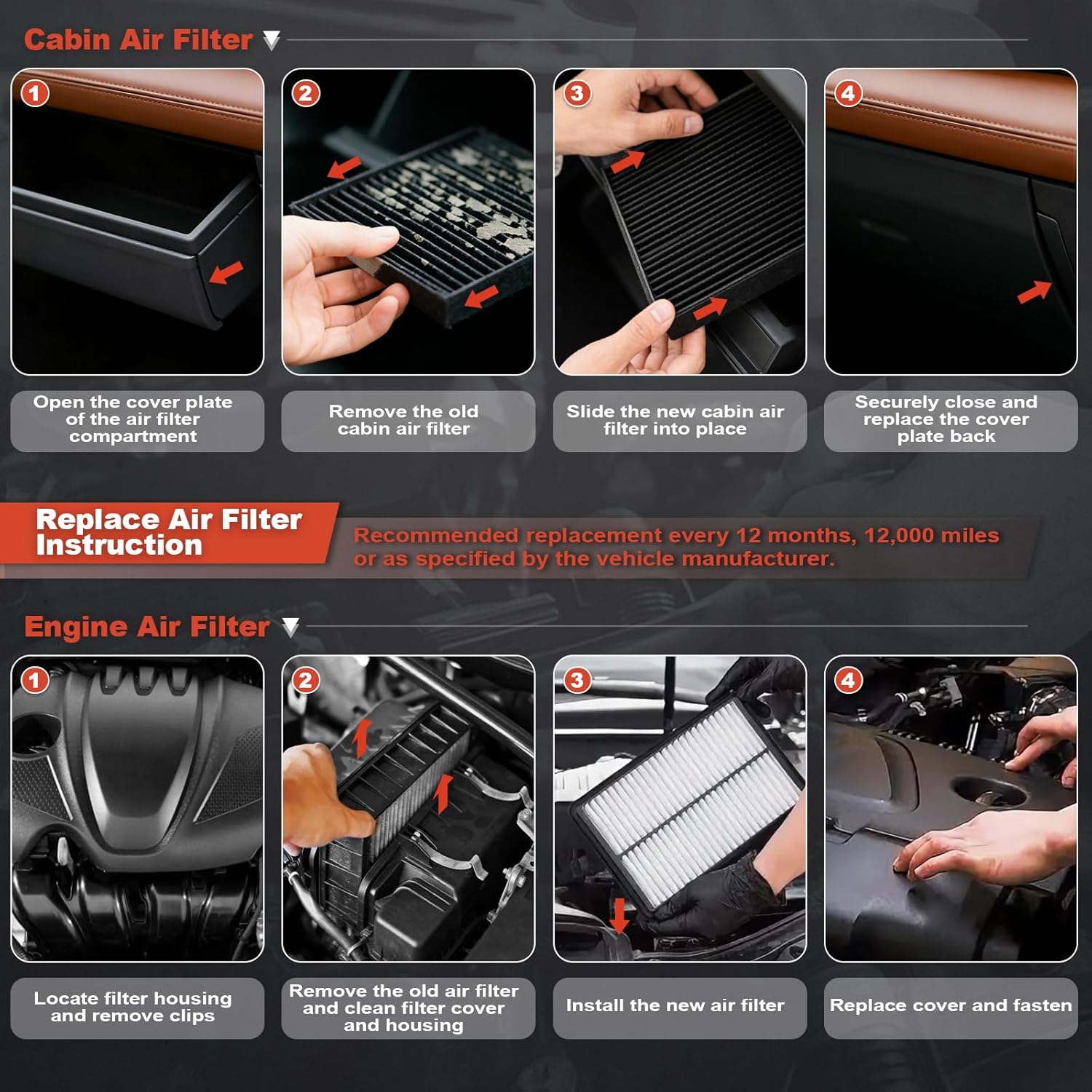 Engine & Cabin Air Filter Kit for Tundra (2022 2023 2024 2025), Sequoia (2023 2024 2025), Replaces 17801-F4010, 871390-C010, WA11653 WP10652