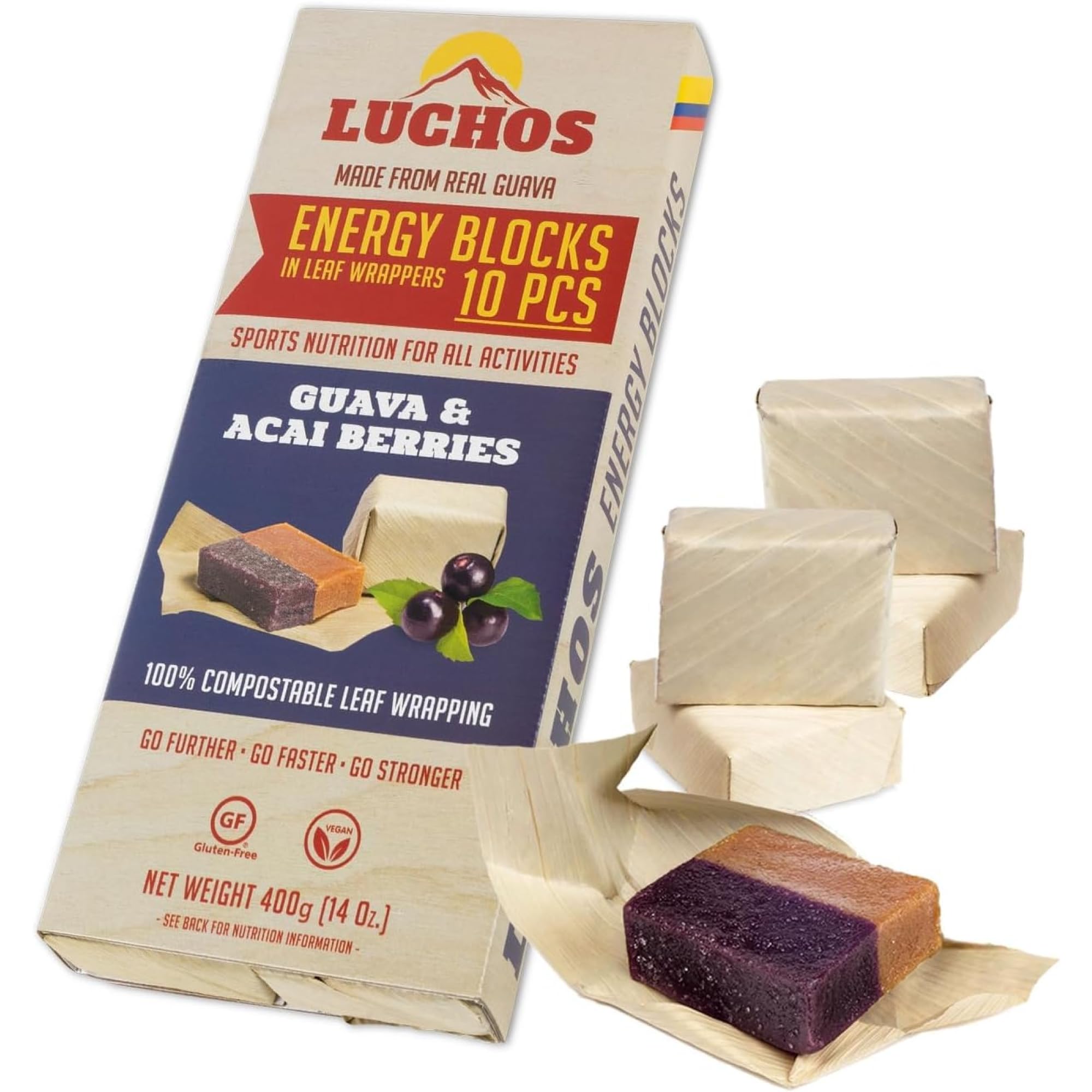 LUCHOS Energy Blocks - Guava & Coffee, 400 g | Colombian On-the-Go Sports Nutrition for Running, Cycling & Hiking | A Natural Alternative to Bars & Gels | Vegan, Gluten Free & Easy to Digest — Amazon image 9