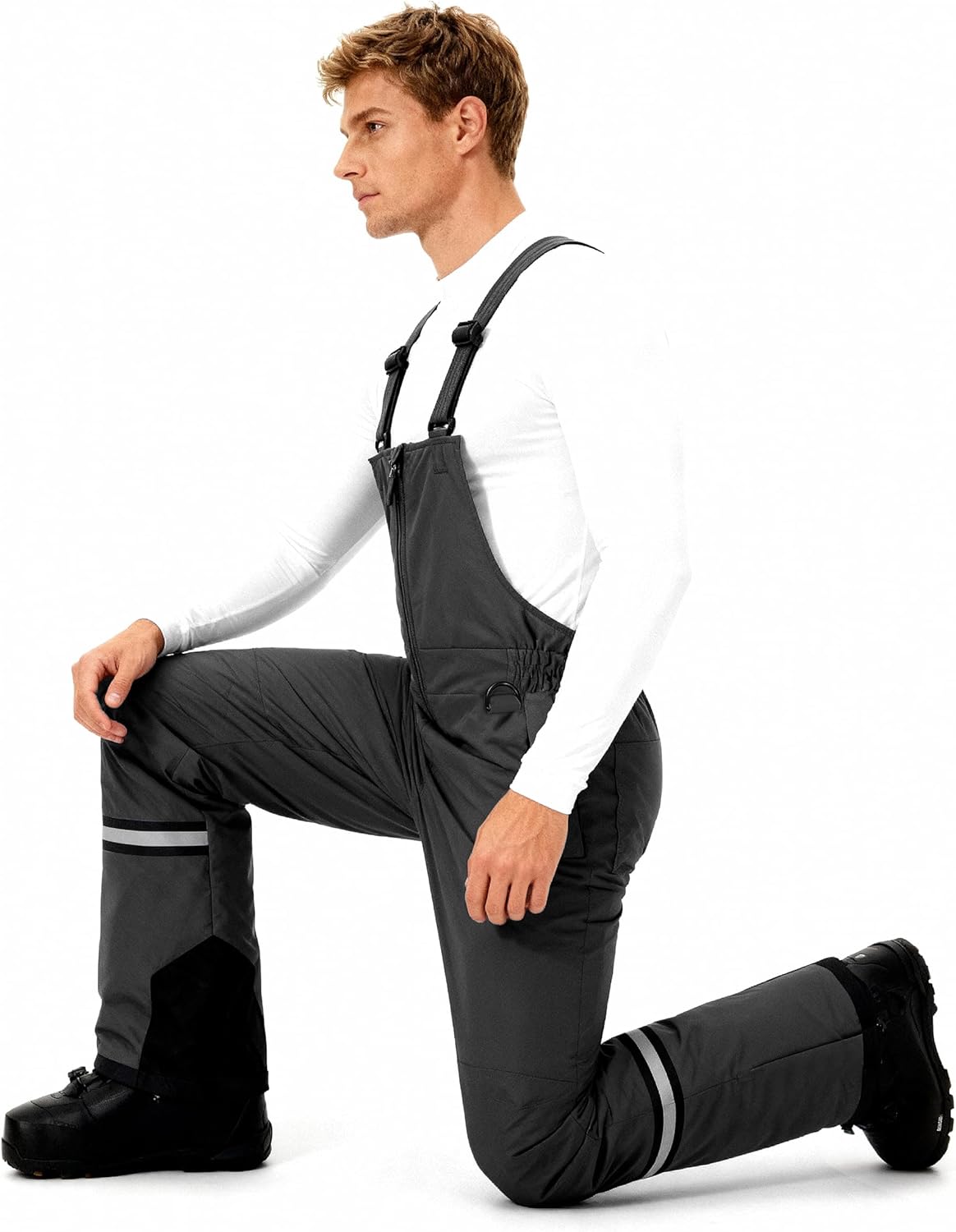 Wantdo Men's Winter Insulated Ski Pants Waterproof Snow Bibs Cargo Overalls