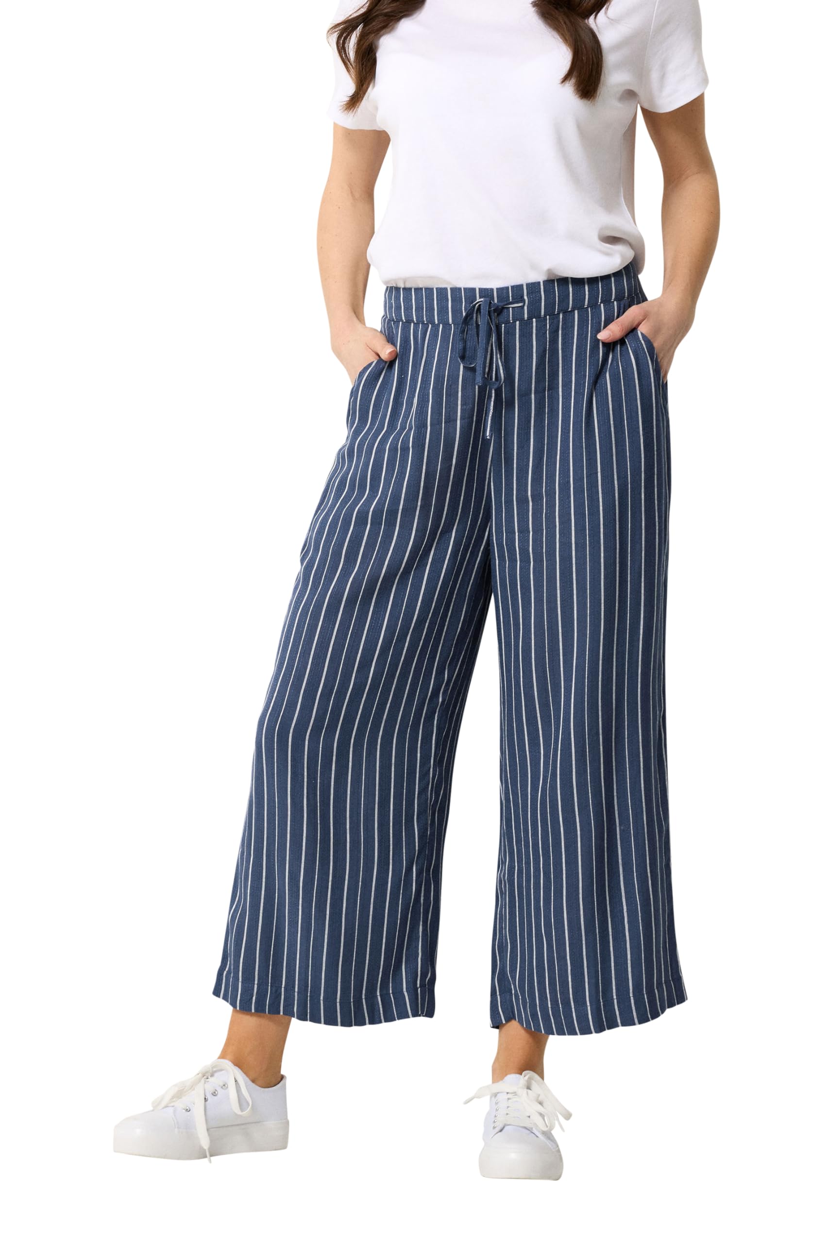 M&Co - Women's Culottes - Stripe - Wide Leg - Dark Blue - Size 18L