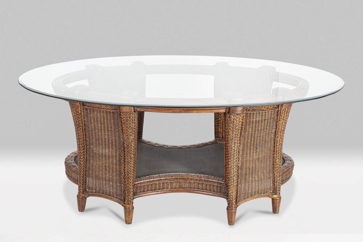 Tavolo di design in rattan ovale – Scrivania con piano in vetro – Tavolo da ufficio – Chef tavolo – California