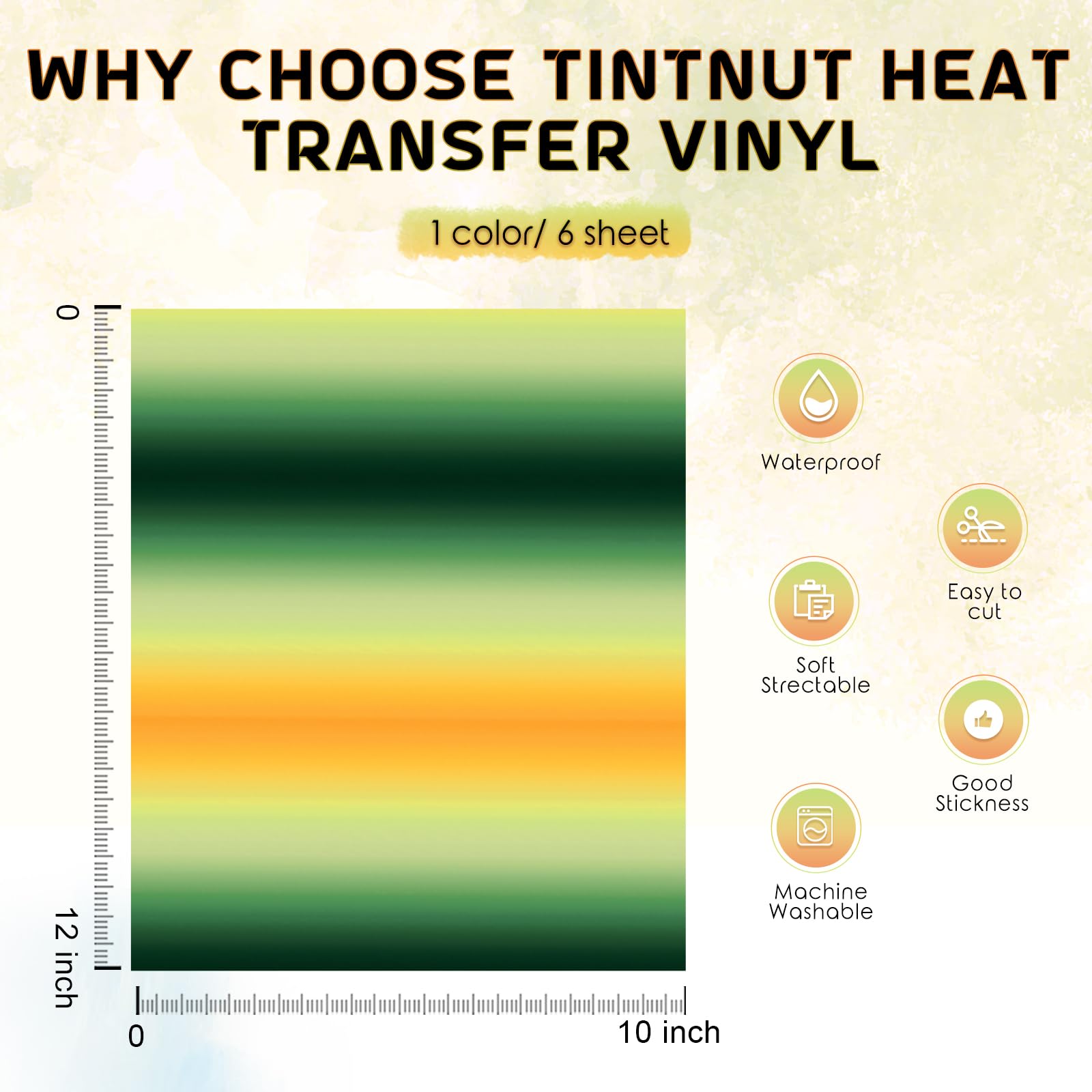 HTVRONT Vinile olografico a trasferimento di calore in vinile arcobaleno, 30 ,5 x 1,8 m
